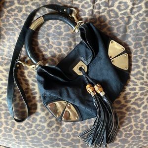 Black and Gold Gucci "Indy" Purse